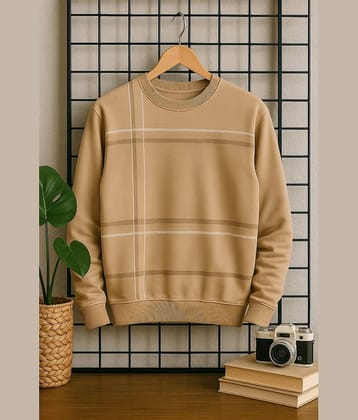 AUSTIVO Fleece Round Neck Men's Sweatshirt - Beige ( Pack of 1 )