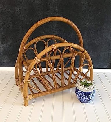 Dastkar Crafts Stylish Rattan Cane Magazine Holder (43 x 22 x 42) � Natural Finish