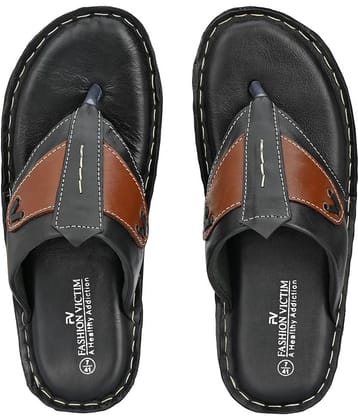 Fashion Victim - Black Men's Leather Slipper