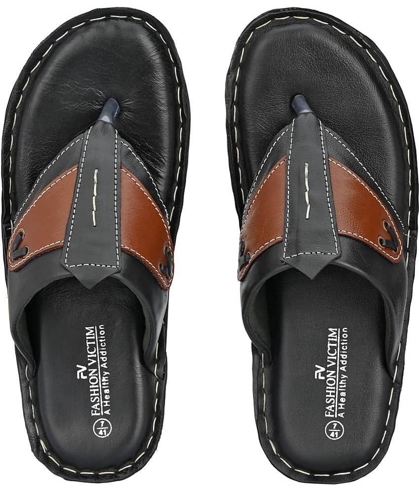 Fashion Victim - Black Men's Leather Slipper