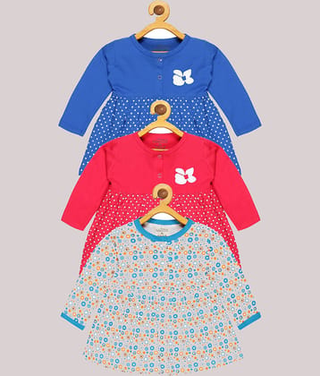 Babeezworld Pack of 3 Baby Girls Cotton Dress ( Multi )