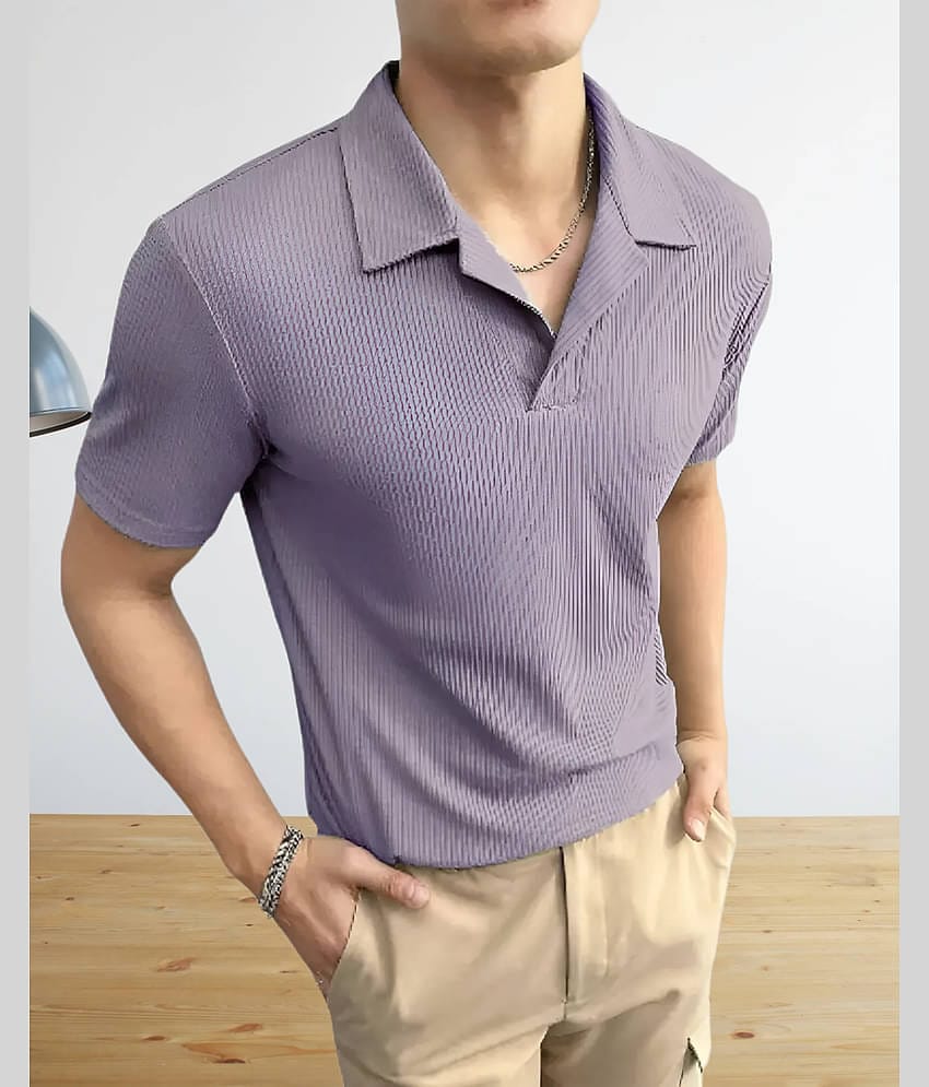 TAZO Pack of 1 Cotton Blend Regular Fit Striped Half Sleeves Men's Polo T Shirt ( Maroon )