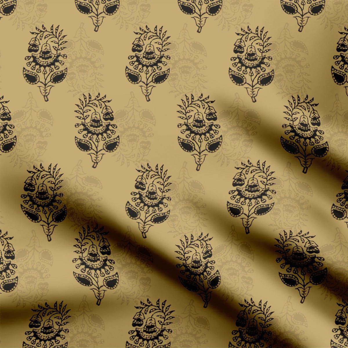 Mughal Black Paisley-Cotton