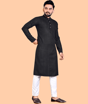 Balaji's Black Cotton Blend Regular Fit Men's Kurta Pyjama Set ( Pack of 1 )