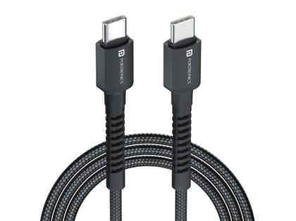 Portronics Konnect X 60W Unbreakable Nylon Braided Cable, 2M Fast Charging Cable - Black Portronics Konnect X 60W Unbreakable Nylon Braided Cable, 2M Fast Charging Cable - Black