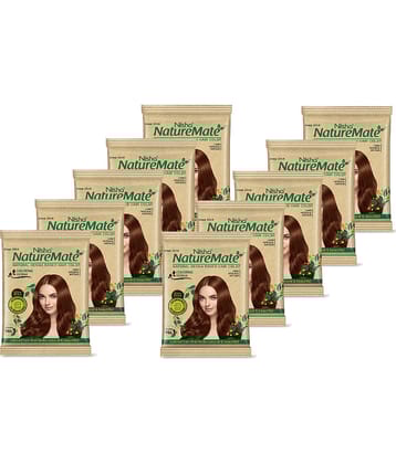 Nisha Nature Mate Henna Based Hair Colour Natural Brown 10gm Pack of 10, No Ammonia, No Resorcinol, 100% Grey Coverage