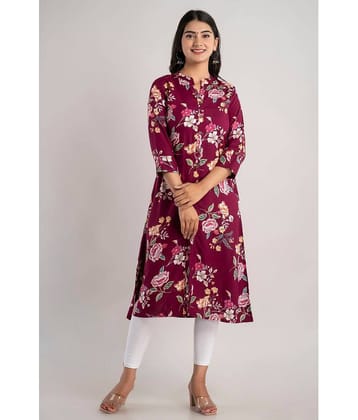 MAUKA - Purple Rayon Women's Front Slit Kurti ( Pack of 1 )