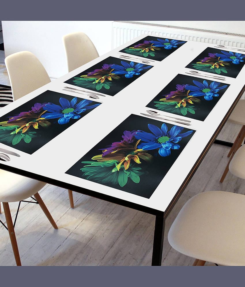 Crosmo PVC Floral Table Mats ( 45 cm x 30 cm ) Pack of 6 - Multi