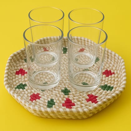 Handwoven Decorative Basket with Geometric Design