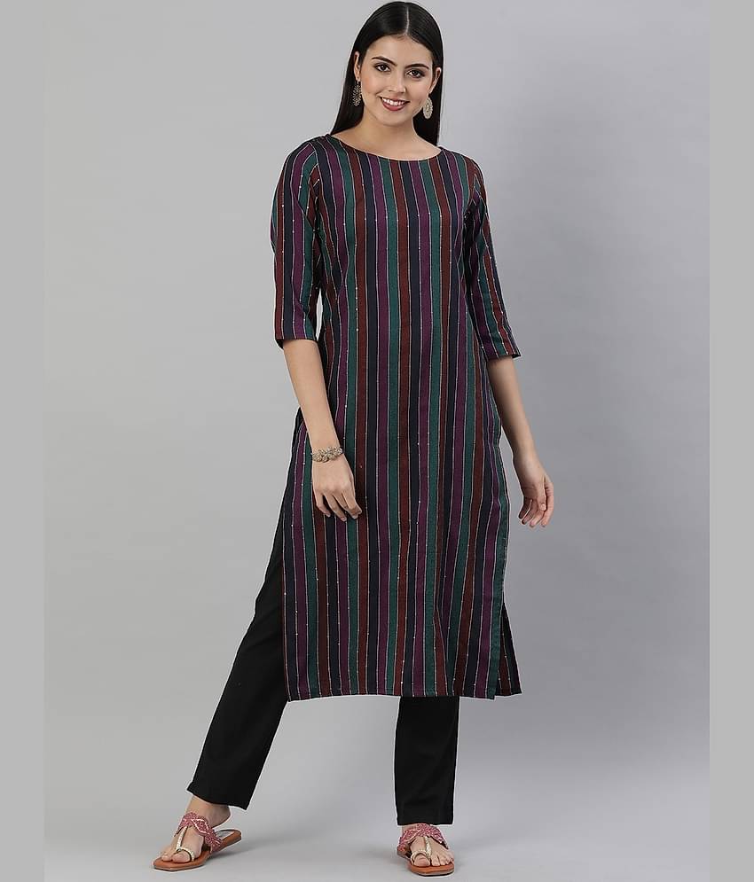 Hritika Cotton Printed Straight Women's Kurti - Blue ( Pack of 1 )