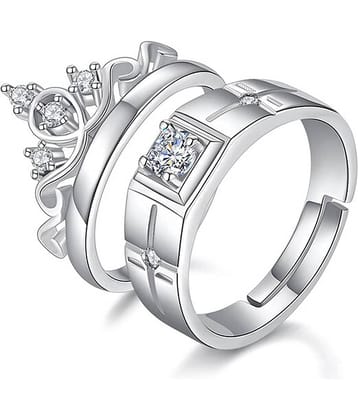 FASHION FRILL - Silver Couple Ring ( Pack of 2 )