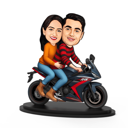 Avatar Stand Personalized Gift for Husband, Wife, Boyfriend, Girlfriend Character Caricature Photo Frame Unique Design Customized Gift for Friends & Family Return Gift (Couple on Motorcycle )