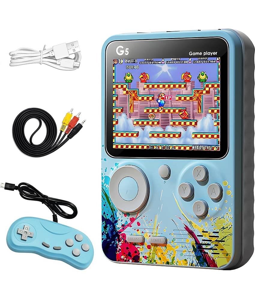 G5 Video Game for Kids, 500 in 1 Retro Game Box with 2 Player Gamepad, Handheld Classical Game Box Can Play On TV, 500 Games Like Contra, Tank, Bomber Man Etc. (MultiColour)