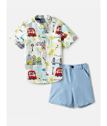 Nauti Nati Multi Cotton Baby Boy Shirt & Shorts ( Pack of 1 )
