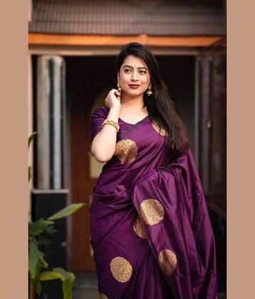 fab woven Art Silk Woven Design Kanjeevaram Sarees With Unstitched Blouse Piece ( Wine )