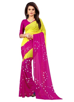 Generic Women's Chiffon Saree (Yellow, 5 - 6 Mtrs)