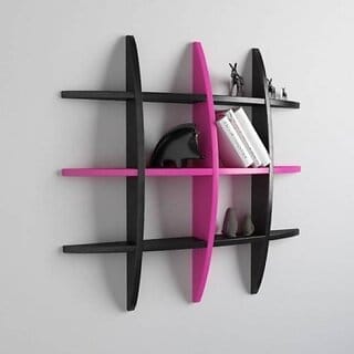 Onlinecraft Bedroom Wall Decor Wooden Wall Shelf (Number Of Shelves - 12, Black, Pink, Multicolor)