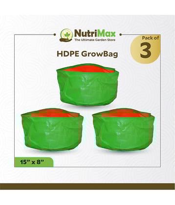 Nutrimax 200 GSM HDPE Grow Bags 15 inch x 8 inch Pack of 3 Outdoor Plant Bag