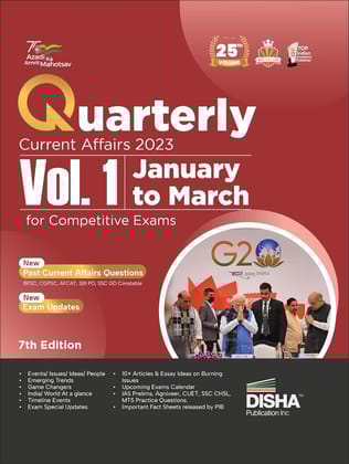 Quarterly Current Affairs 2023 Vol. 1 -January to March for Competitive Exams 7th 4 color Edition| General Knowledge with PYQs