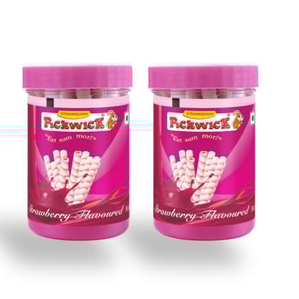 PICKWICK Strawberry Flavoured Wafer Rolls Jar - Combo Pack 300gm (150gm x 2)