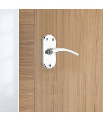 Oval 4 Inches Steel Baby Latch| Bathroom Door HandleSet| Store Door Handleset|Mortise Door Handleset with Baby Latch| Keyless Handle Bathroom| Latch Lock| (ZBL+S401BCP)