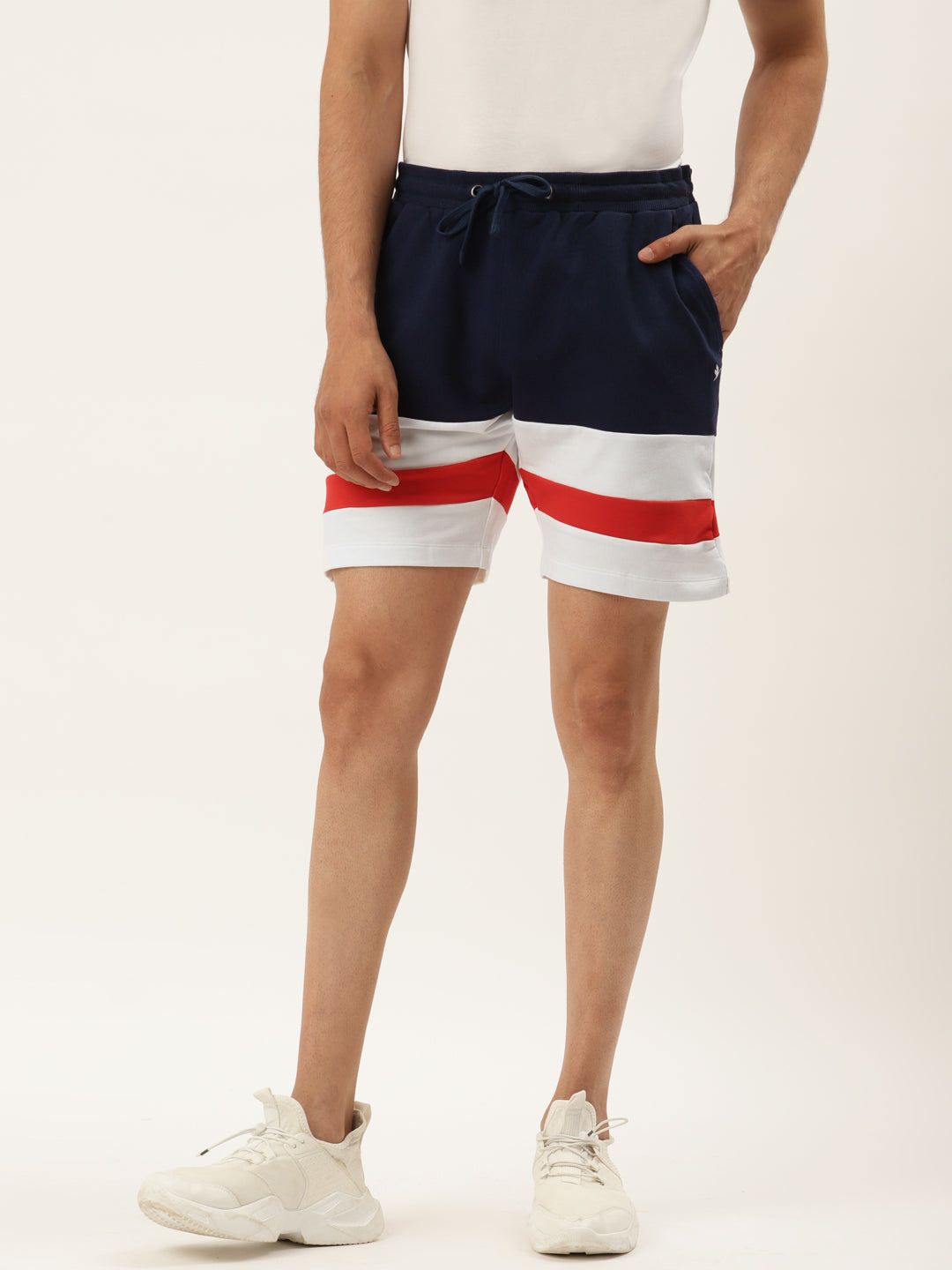 Mens Cotton Rich Lycra Colourblocked Shorts-XL