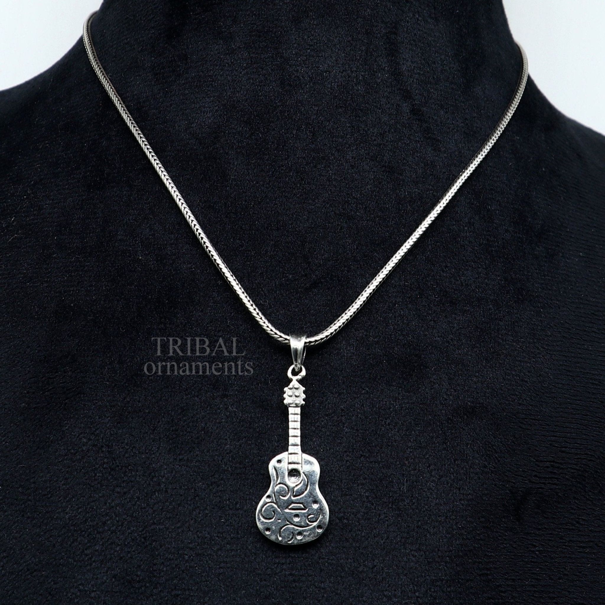 925 sterling silver handmade amazing small guitar design pendant, amazing stylish unisex pendant unisex jewelry tribal jewelry ssp1453-Only Pendant