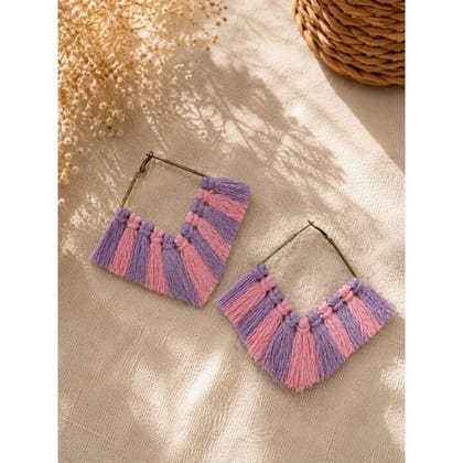 BOHEMIAN PINK AND PURPLE MACRAME TASSLE EARRINGS BOHEMIAN PINK AND PURPLE MACRAME TASSLE EARRINGS