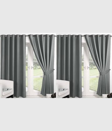 N2C Home Solid Semi-Transparent Eyelet Curtain 5 ft ( Pack of 4 ) - Dark Grey