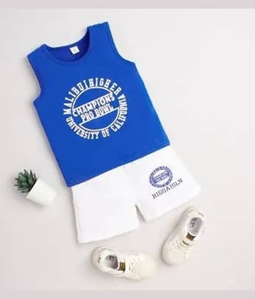 kaseera Pack of 1 Boys Cotton T-Shirt & Shorts Set ( Blue )