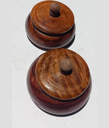 SWH Brown Wood Sindoor Box - Pack of 2