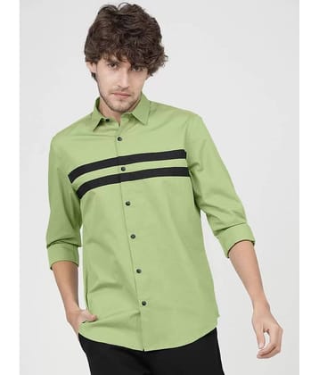 VERTUSY Cotton Blend Regular Fit Striped Full Sleeves Men's Casual Shirt - Lime Green ( Pack of 1 )