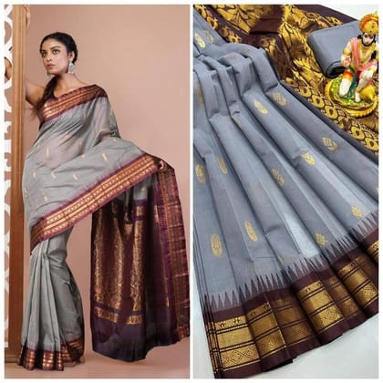 Pure Cotton Gadval Sarees with Kuppadam Temple Border and Rich Pallu