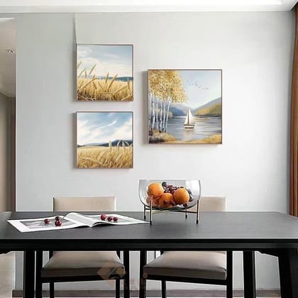 Modern Crystal Painting set of 3 Style 63-Acrylic | Gloss Finish / 16 x 16 | 16 x 16 | 20 x 20