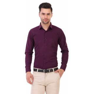 Baleshwar Men Purple Solid Regular Fit Casual Shirt