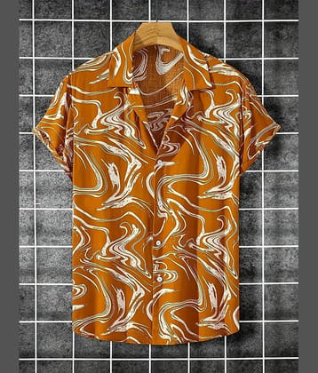 AAPSKA Rayon Flex Regular Fit Printed Half Sleeves Men's Casual Shirt - Yellow ( Pack of 1 )
