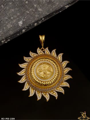 Big Design Gold Pleted Sun Face Full Diamond Pendant PD-239