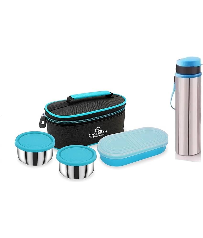 CrossPan DOUBLE DECKER LUNCH BOX BOTTLE Stainless Steel Lunch Box 3 - Container ( Pack of 1 )
