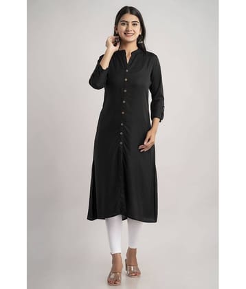 MAUKA - Black Rayon Women's Front Slit Kurti ( Pack of 1 )