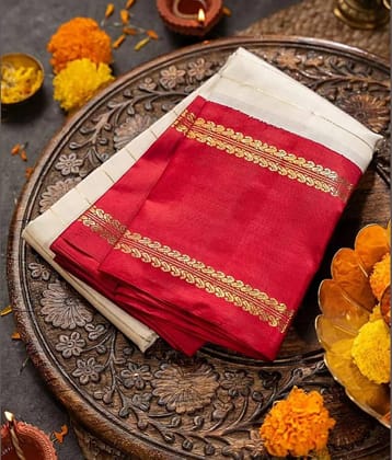 fab woven Art Silk Woven Design Banarasi saree With Unstitched Blouse Piece ( White )