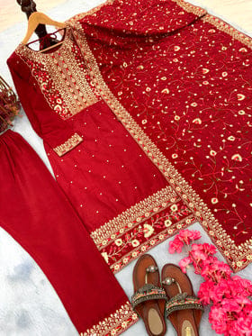 Designer Party Wear Look Top Bottom & Dupatta Set