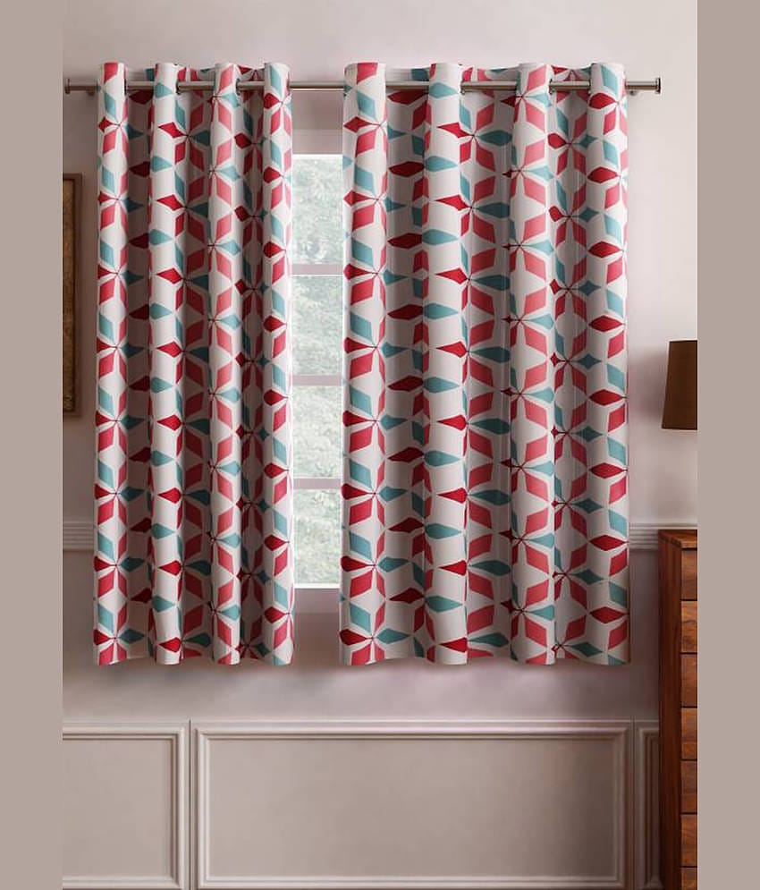 Home Candy Set of 2 Window Semi-Transparent Eyelet Polyester Pink Curtains ( 152 x 120 cm )