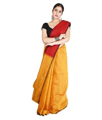 Desh Bidesh Red,Yellow Bengal Handloom Saree