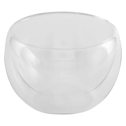 NATURALLYOURS Glasswares Double Wall Salad Bowl 300ml - Borosilicate Glass Serving Dish - Stylish Tableware for Fresh greens - Ideal for Entertaining and Daily Use