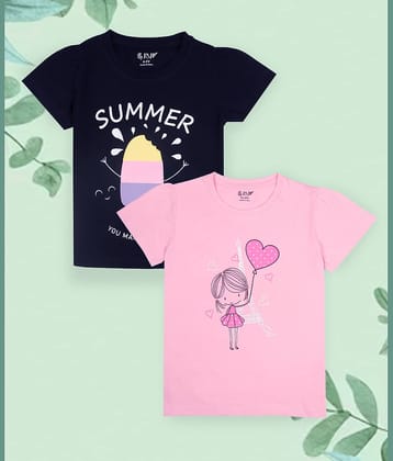 J&JP Pack of 2 Girls Cotton Blend T-Shirt ( Multicolor )