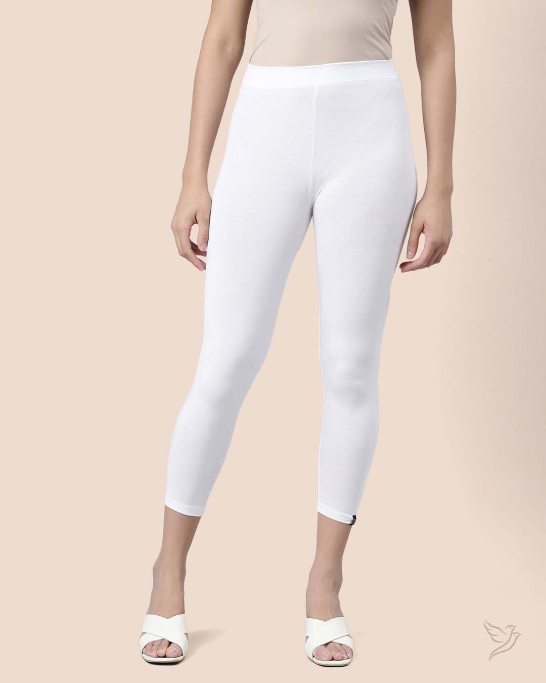 Viscose 7/8 High Ankle/Cropped Leggings - White Plus-S / White Plus