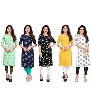 KETAKI FASHION Crepe Printed Straight Women's Kurti - Multicolor3 ( Pack of 5 )