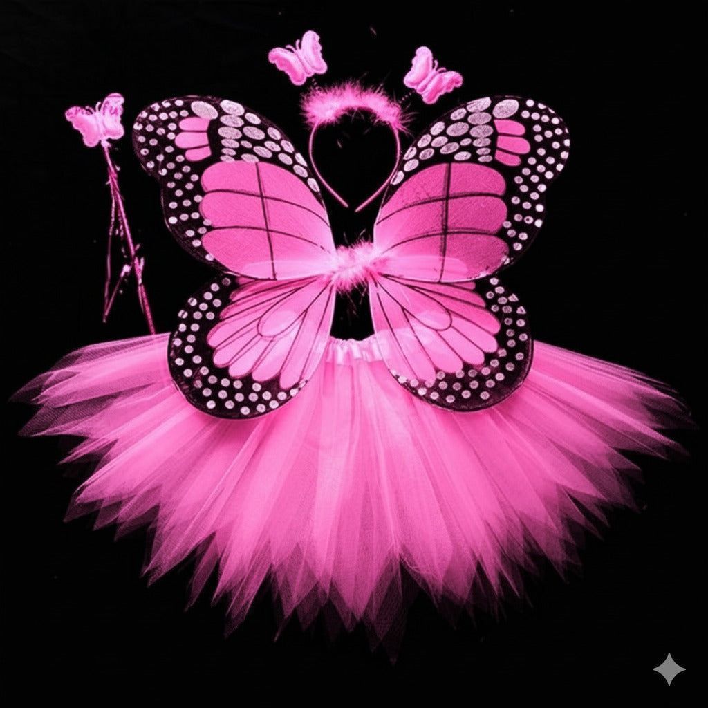 Butterfly Wings with Tutu, Headband & Wand - Set of 4PC - Party and Festive Needs | Buy online on ZillyBuy