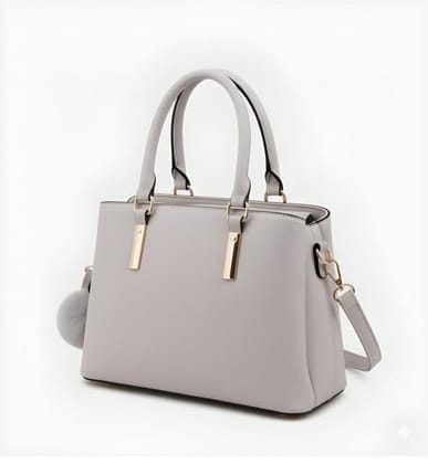 DARSHANS Women's PU Leather Solid Shoulder Zipper Handbag Grey PID65116