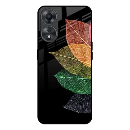 Colorful Leaves Glass Case for Oppo A58 5G